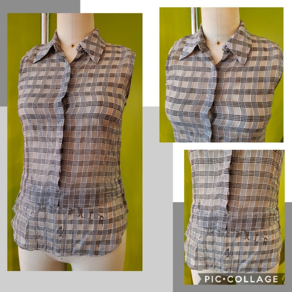 A.L.C Sheer Cotton/Silk Sleeveless Blouse
